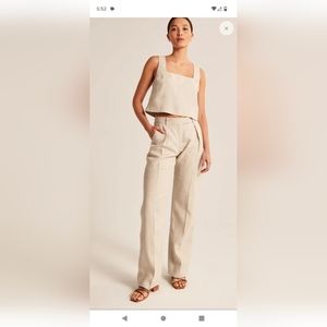 Abercrombie premium linen tailored pant